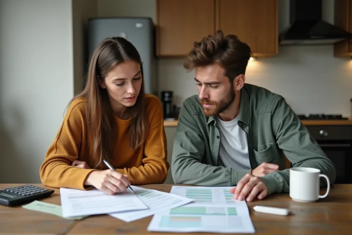 Couple gérant son budget familial face à l'impact de l'inflation sur le pouvoir d'achat