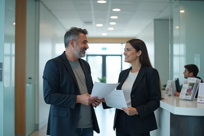 Homme en discussion avec un conseiller dans un centre de formation professionnelle pour financer sa formation via le CPF