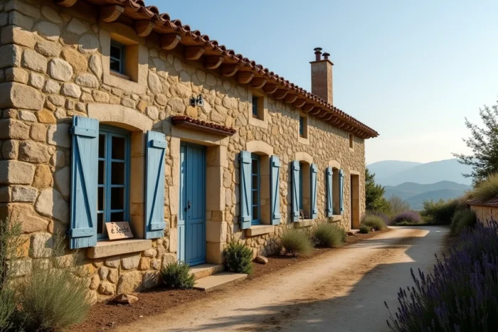 Maison en pierre à vendre rapidement près de Carcassonne avec panneau vente urgente